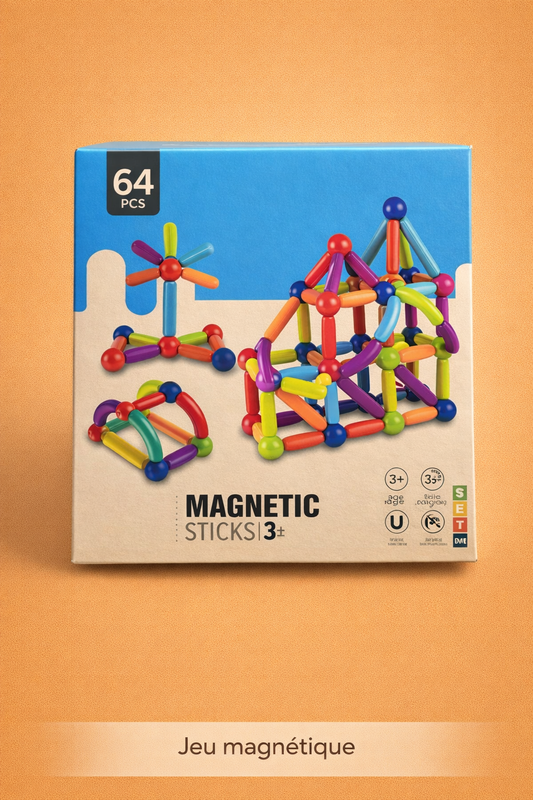 🧩 Jeu de Construction Magnétique (64 Pièces) – Libérez l'Imagination en 3D !