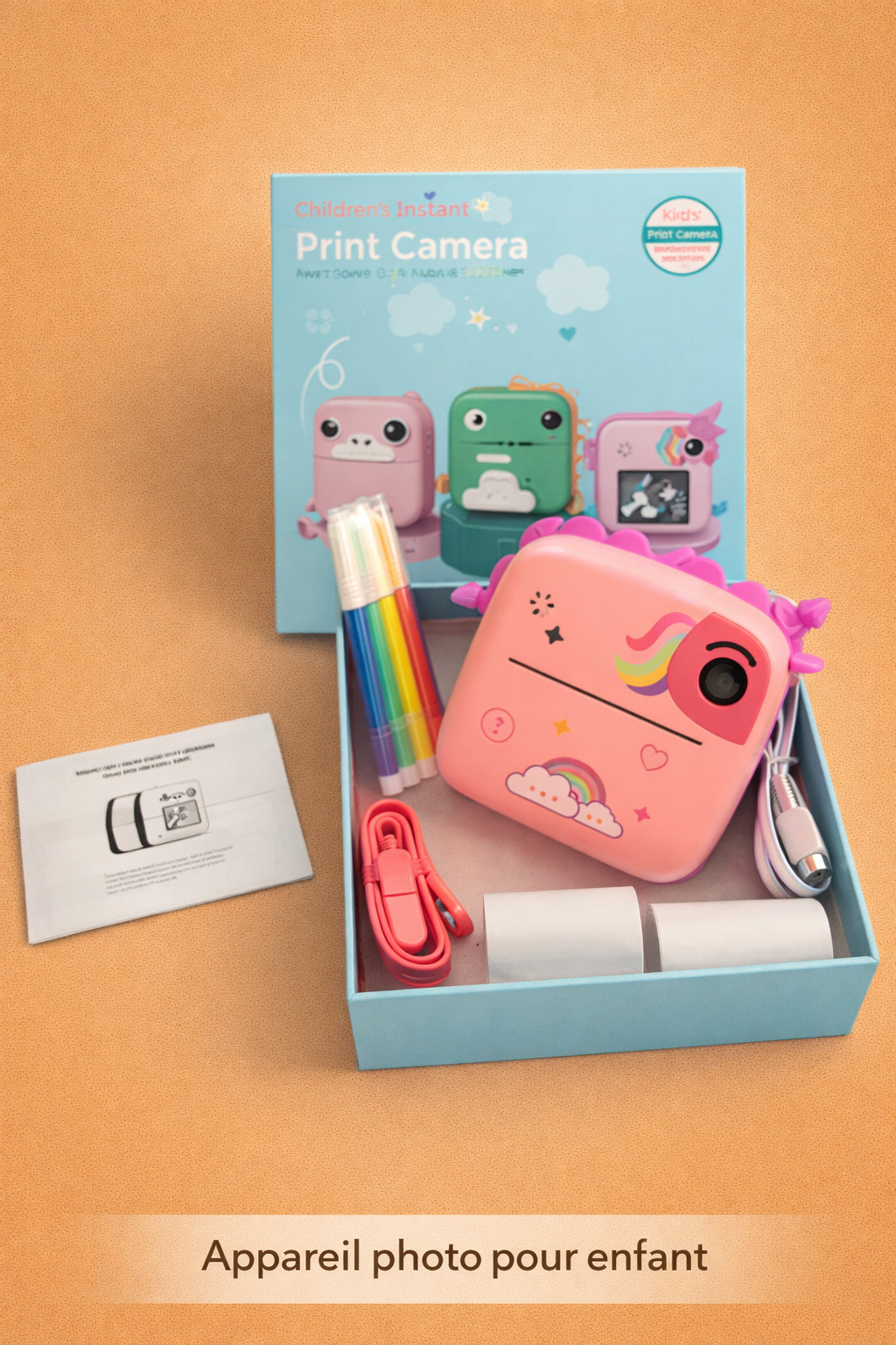 🦄 Appareil Photo Instantané Licorne pour Enfant – Capturez, Imprimez et Coloriez la Magie !