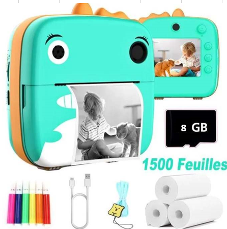 🦕 Appareil Photo Instantané Dinosaure pour Enfant – Capturez, Imprimez et Gardez des Milliers de Souvenirs !